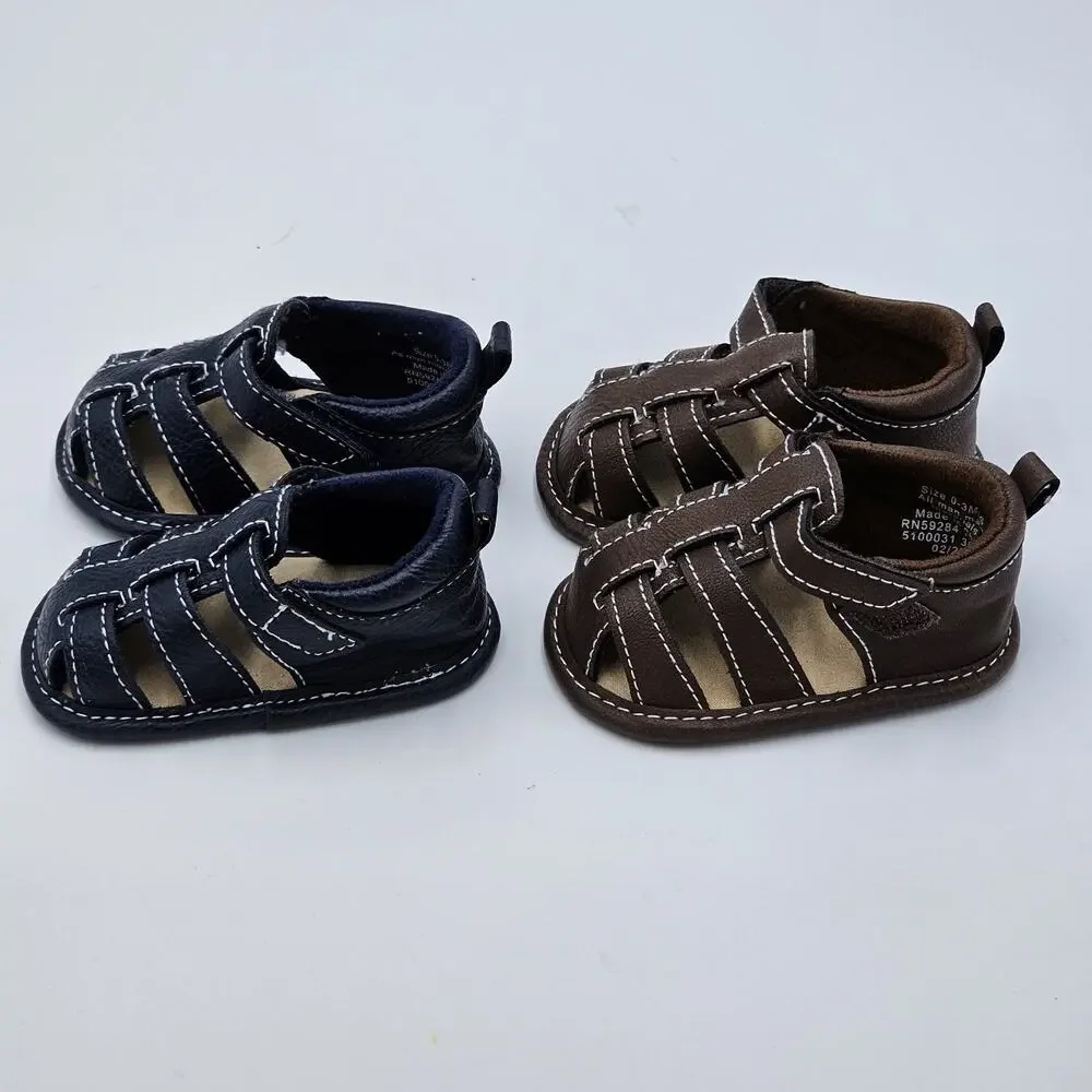 Set of 2 Children's Place Baby Sandals 0-3 months Brown Blue